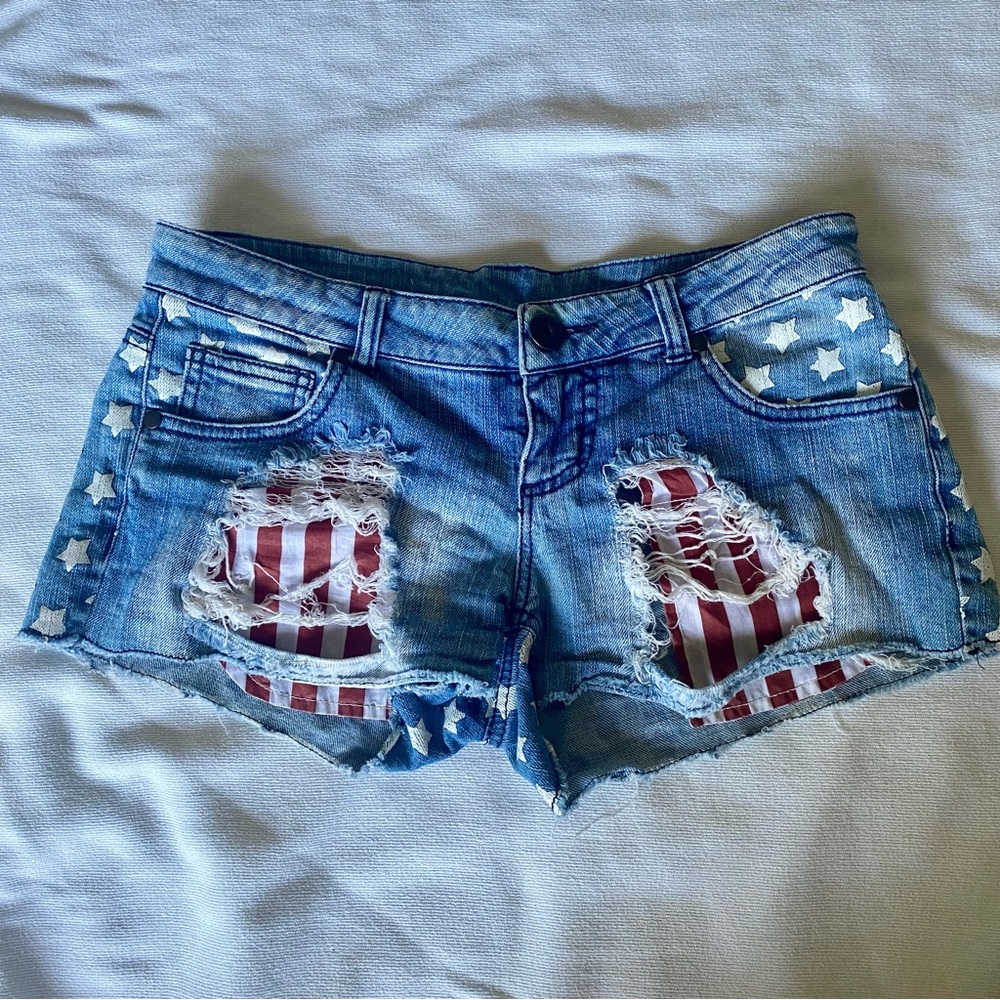 Xhilaration low rise distressed denim shorts